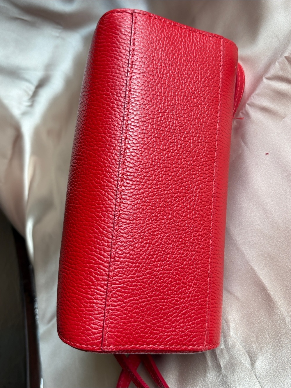 Vera Pelle Red Leather Satchel with Top Handle and Crossbody Strap made in Italy - Picture 5 of 9
